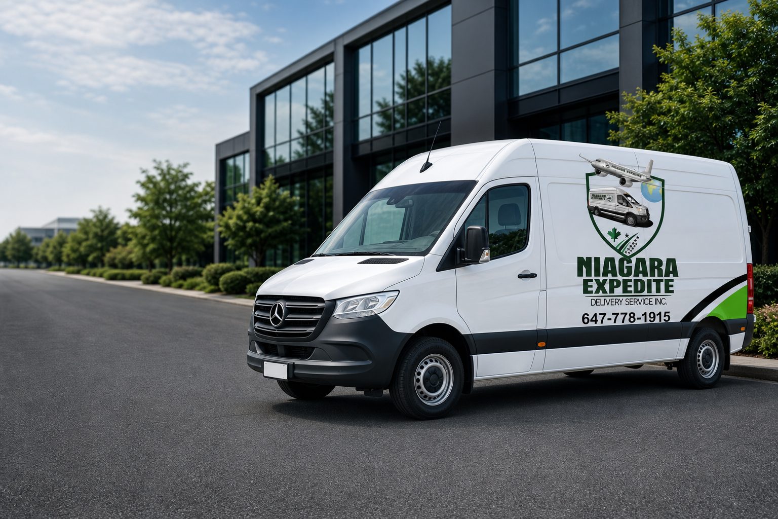 Niagara Expedite branded delivery van serving Toronto and cross-border routes